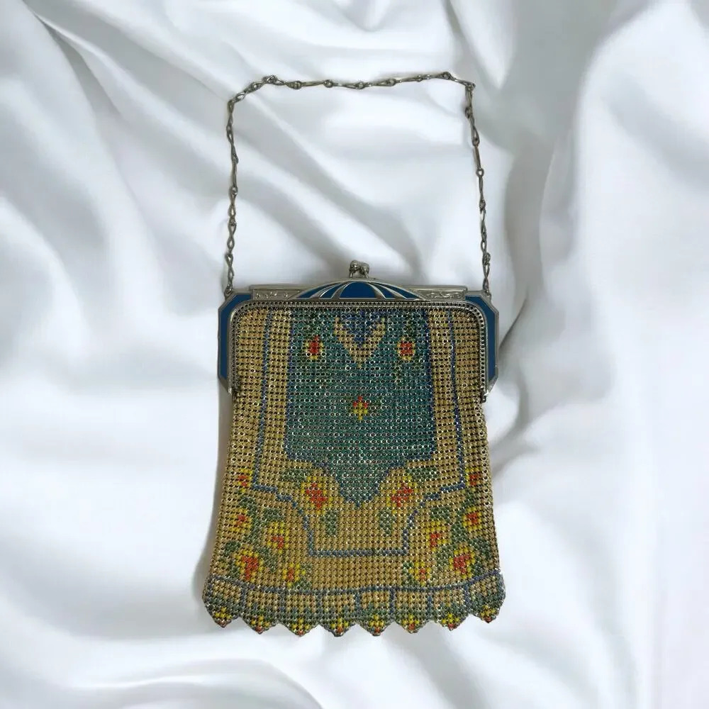 Antique 1920s WHITING & DAVIS BEADLITE Mesh Evening Bag, NEW IN ORIGINAL BOX